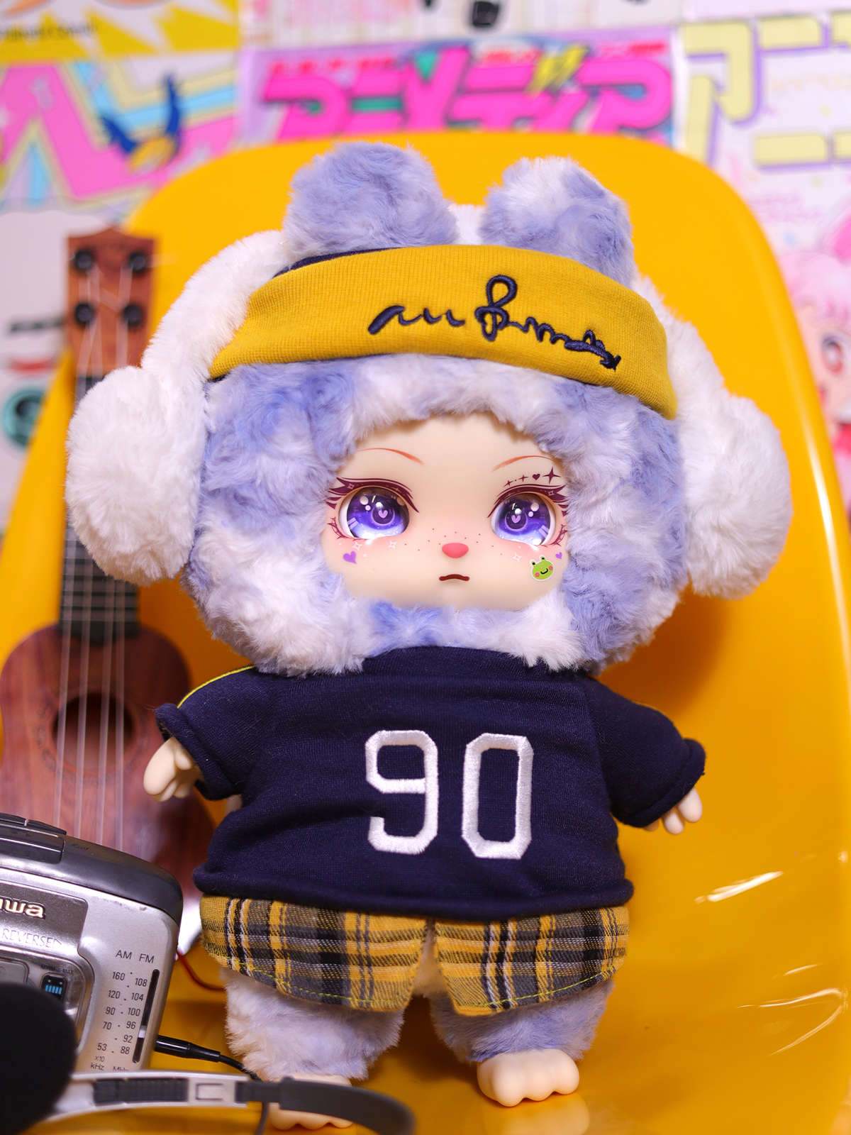 Plush doll on shelf